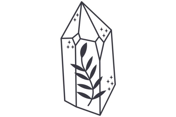 Stylized Geometric Decoration with Star Patterns and a Plant Motif