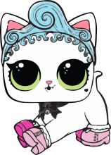 Adorable Cartoon Cat with a Blue Crown and Pink Paws