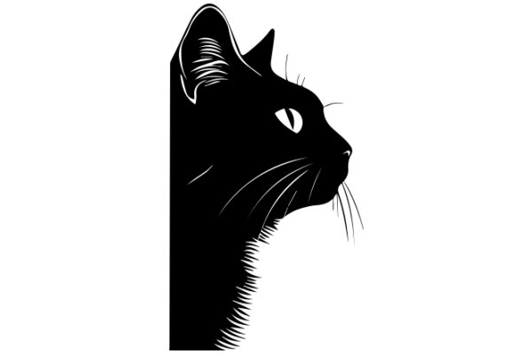 A Silhouette of a Cat's Head with Whiskers and Ears