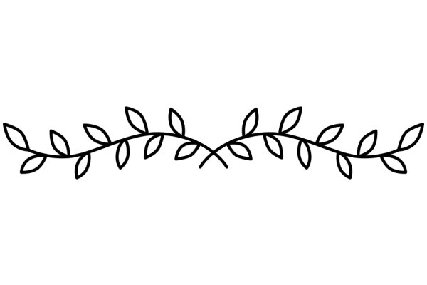 Simplistic Line Art of a Leafy Branch