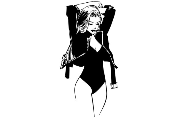 Fashionable Female Character in a Stylish Black Outfit