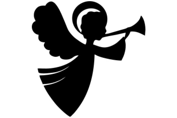 Silhouette of an Angel Playing a Trumpet