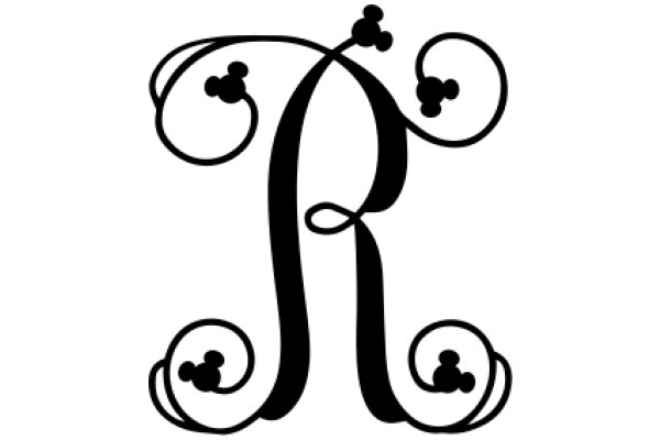 Monochrome Logo of the Letter R with a Flower Design