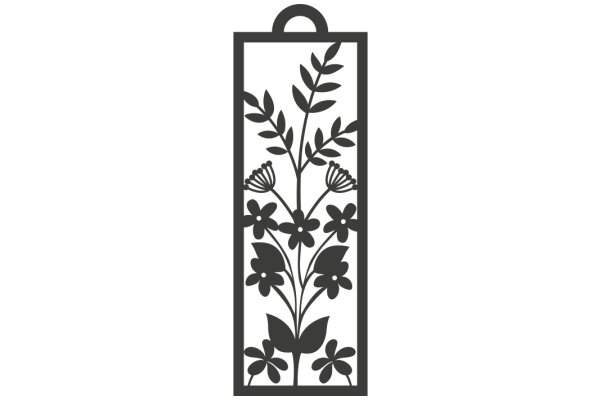 Floral Decorative Sign with Black Silhouette Design