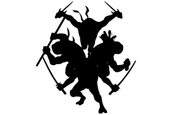 Silhouette of a Heroic Figure with Swords