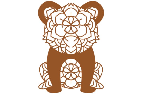 Stylized Brown Bear Design with Floral Patterns