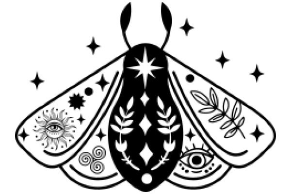 Stylized Butterfly with Cosmic Elements and Symbols