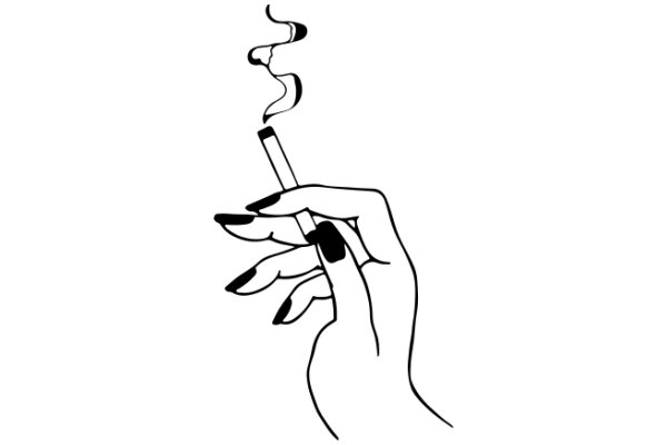 A Simple Line Drawing of a Hand Holding a Cigarette