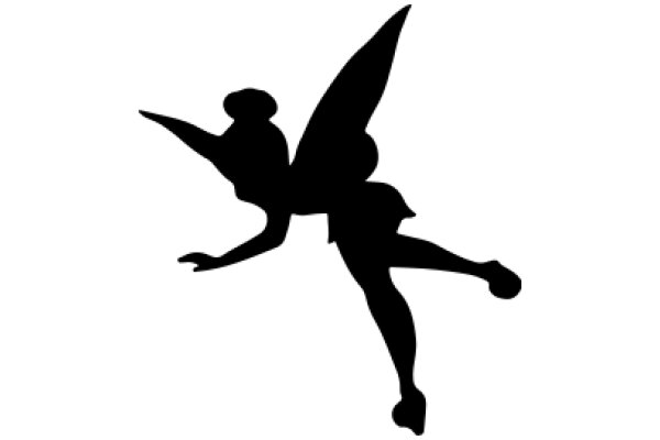 Silhouette of a Fantasy Creature: A Tinkerbell-like Figure in Flight