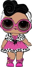 Stylish Cartoon Character with Pink Dress and Pink Sunglasses