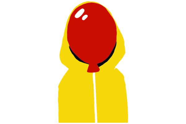 A Vibrant Red Balloon Peeking from a Yellow Jacket