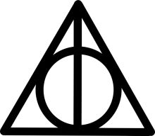 Stylized Black and White Logo of the Deathly Hallows Symbol