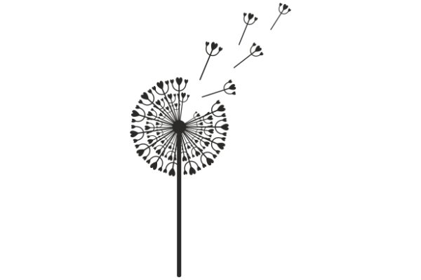 Silhouette of a Dandelion and Its Seeds