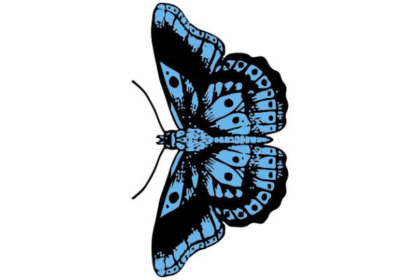 Stylized Blue Butterfly with Black Antennae