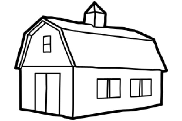 Simplistic Line Drawing of a Barn