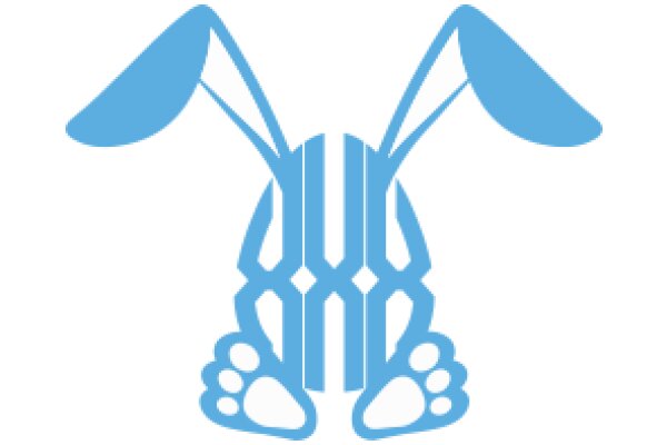 Stylized Blue Bunny Icon with Ears and Paws