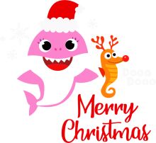 Merry Christmas: A Festive Illustration Featuring a Pink Shark and a Reindeer