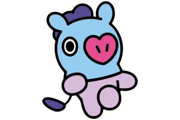 Cute Cartoon Character: A Purple and Pink Stuffed Animal with a Pink Heart