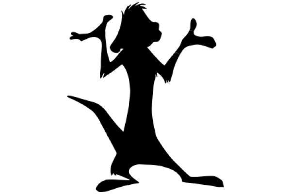 Silhouette of a Cartoon Dog with Its Paws Up