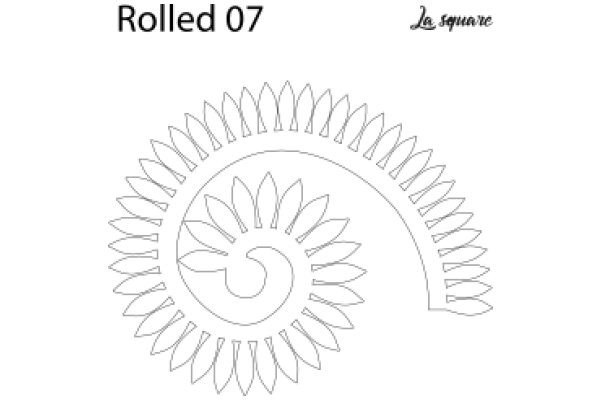 La Square Rolled 07: A Detailed Line Art of a Sunburst Pattern