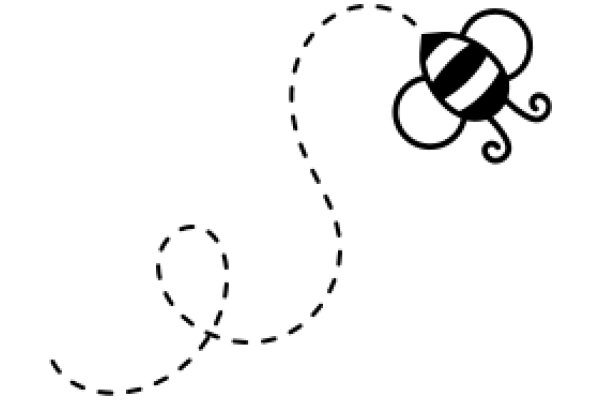 A Whimsical Scene of a Bee and a Curly Line