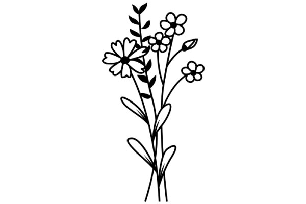 Floral Illustration: A Delicate Arrangement of Flowers and Leaves