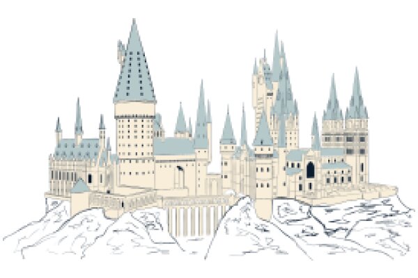 A Whimsical Illustration of a Hogwarts-Inspired Castle and Village