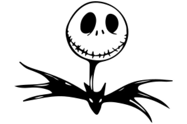 Whimsical Illustration of Jack Skellington's Head and Bat-like Wings