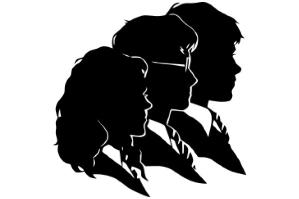 Silhouette of Four People, Each with a Unique Expression