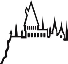 Silhouette of a Castle with a Tower and Spikes on Top