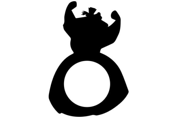 Silhouette of a Figure with a Round Head and Arms Raised