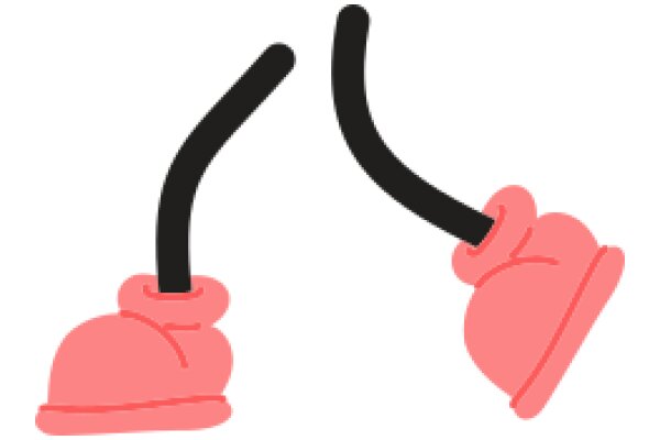 A Playful Pink and Black Drawing of a Pair of Ski Poles