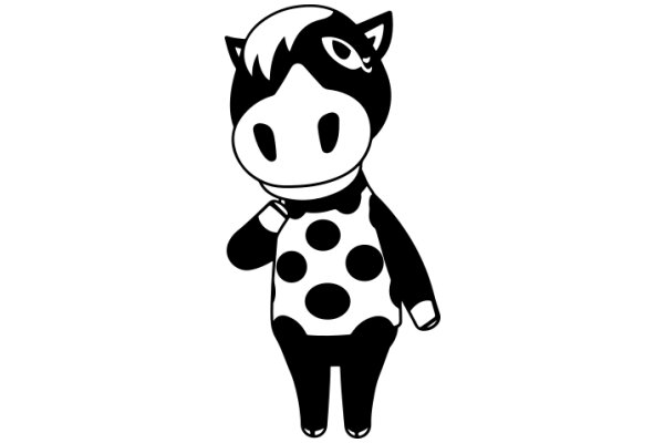 A Playful Illustration of a Cow with a Spotted Shirt and Hat