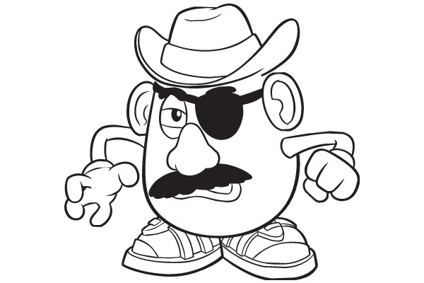 A Playful Portrayal of a Cowboy Hat-Wearing Potato Character