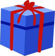 A Blue Gift Box with a Red Ribbon