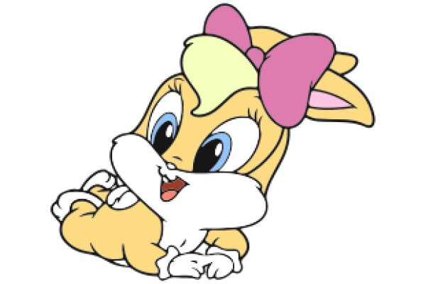 A Cute Cartoon Bunny with a Pink Bow and a Big Smile