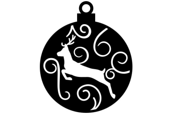 Stylized Christmas Ornament with a Deer Silhouette