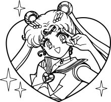 Sailor Moon's Heartfelt Moment: A Black and White Illustration