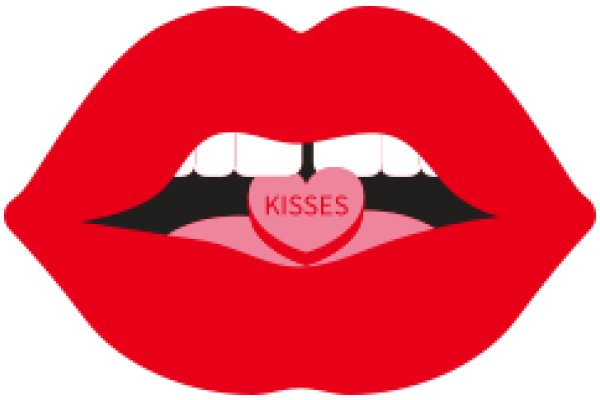 A Red Lipstick Kiss with the Word 'KISSES' Inside