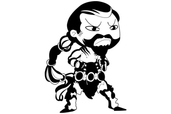 Stylized Character with a Beard and Braided Hair