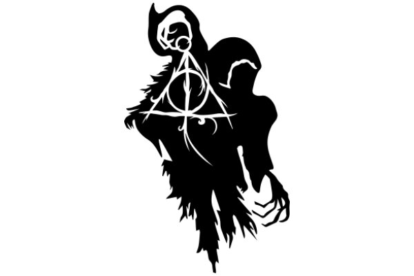 Silhouette of a Character with a Wand, Emblazoned with a Mystical Symbol