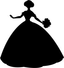 Silhouette of a Woman in a Dress, Holding a Bouquet