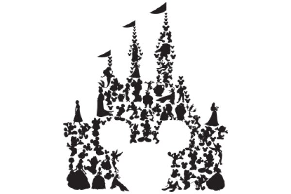 A Silhouette of a Castle Surrounded by a Variety of Characters