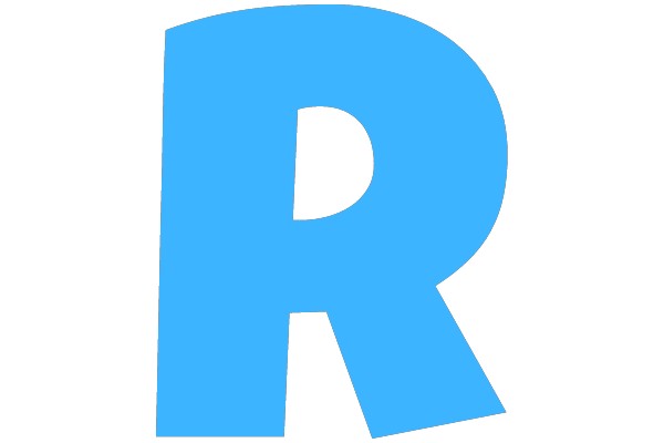 A Large, Stylized Letter 'R' in Blue