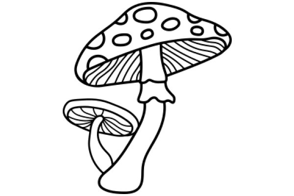 A Whimsical Illustration of a Mushroom and Stem