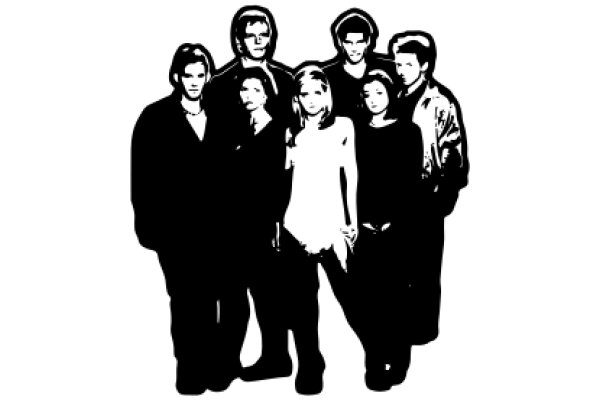 A Gathering of Friends: A Silhouette of Seven Individuals