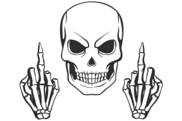 A Skull with a Middle Finger Gesture