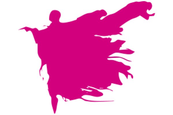 Vivid Pink Silhouette of a Figure with a Long Tail