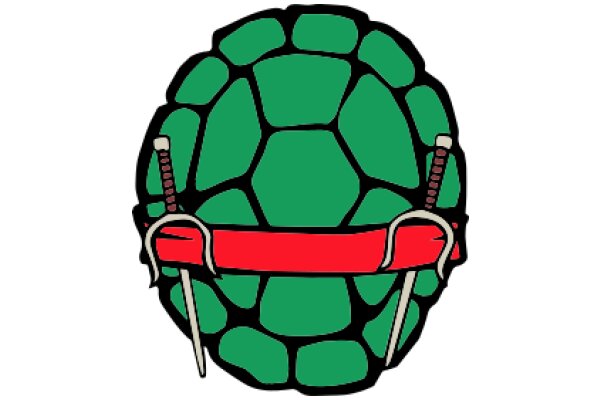 A Vibrant Turtle with a Red Belt and Swords