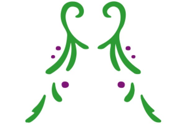 Stylized Green and Purple Design with Curved Lines and Circles